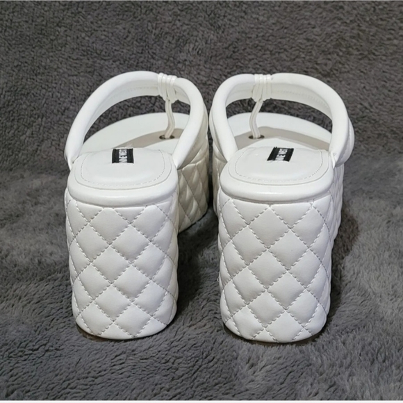 Nine West Newya White Slip On Rounded Open Toe Platform Wedge Sandal Size 7M - Picture 5 of 11